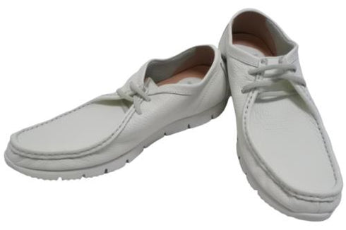 【arui_toe 3590 オフホワイト】本革コンフォートモカシン靴紐シューズ